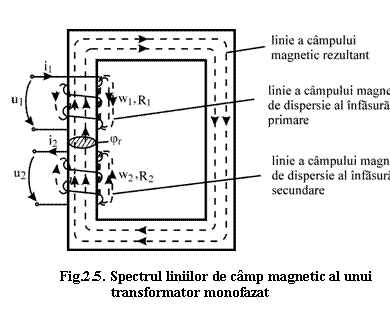 Text Box: 

Fig.2.5. Spectrul liniilor de camp magnetic al unui 
 transformator monofazat


